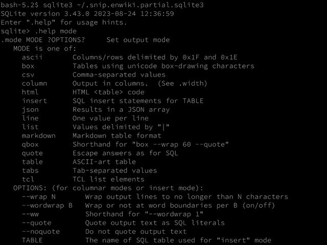 SQLite Output